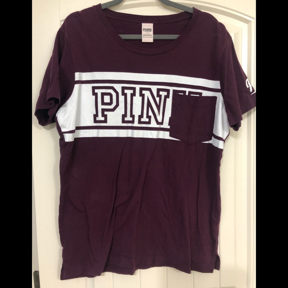 Victoria Secret PINK Burgundy T-Shirt LG